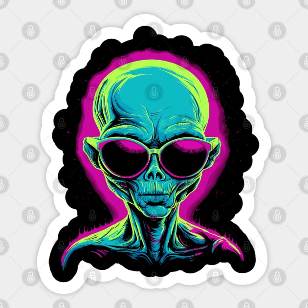 Funny UFO Alien Gifts Men Women Kids Funny Sunglasses Alien Sticker by KsuAnn